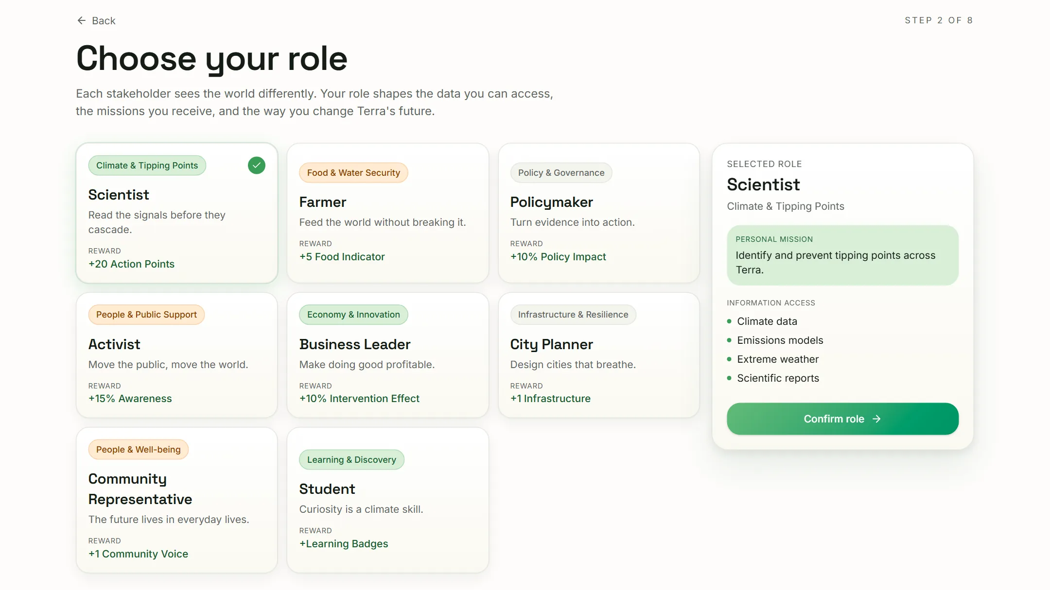Role select + orientation